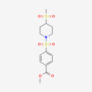 molecular formula C14H19NO6S2 B2827046 Methyl 4-((4-(methylsulfonyl)piperidin-1-yl)sulfonyl)benzoate CAS No. 1448034-88-5