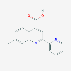 molecular formula C17H14N2O2 B2827048 7,8-Dimethyl-2-pyridin-2-ylquinoline-4-carboxylic acid CAS No. 588681-46-3