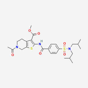 molecular formula C26H35N3O6S2 B2827051 甲基 6-乙酰基-2-(4-(N,N-二异丁基磺酰基)苯甲酰胺基)-4,5,6,7-四氢噻吩[2,3-c]吡啶-3-羧酸酯 CAS No. 449768-91-6