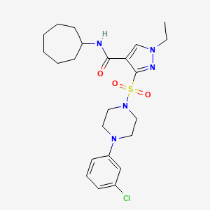molecular formula C23H32ClN5O3S B2827052 4-(3,4-difluorophenyl)-6-methyl-4H-1,4-benzothiazine-2-carbonitrile 1,1-dioxide CAS No. 1251695-58-5