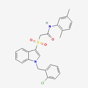 molecular formula C25H23ClN2O3S B2827055 2-[1-[(2-氯苯基)甲基]吲哚-3-基]磺酰-N-(2,5-二甲基苯基)乙酰胺 CAS No. 686749-07-5