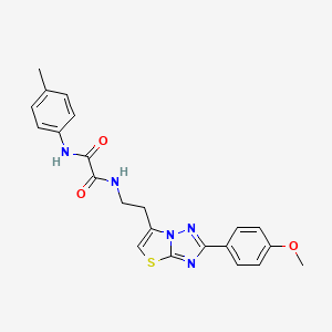 molecular formula C22H21N5O3S B2827058 N1-(2-(2-(4-甲氧基苯基)噻唑并[3,2-b][1,2,4]三唑-6-基)乙基)-N2-(对甲苯基)草酰胺 CAS No. 894031-60-8