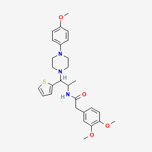 2-(3,4-dimethoxyphenyl)-N-(1-(4-(4-methoxyphenyl)piperazin-1-yl)-1-(thiophen-2-yl)propan-2-yl)acetamide