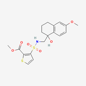 molecular formula C18H21NO6S2 B2827124 甲基3-(N-((1-羟基-6-甲氧基-1,2,3,4-四氢萘-1-基)甲基)磺胺基)噻吩-2-羧酸酯 CAS No. 2034526-36-6