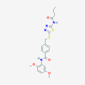 molecular formula C22H24N4O4S2 B282713 4-({[5-(butyrylamino)-1,3,4-thiadiazol-2-yl]sulfanyl}methyl)-N-(2,5-dimethoxyphenyl)benzamide 