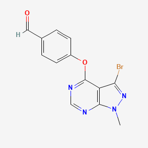 molecular formula C13H9BrN4O2 B2827137 4-(3-Bromo-1-methylpyrazolo[3,4-d]pyrimidin-4-yl)oxybenzaldehyde CAS No. 1376362-20-7