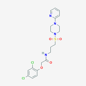 molecular formula C20H24Cl2N4O4S B2827138 2-(2,4-dichlorophenoxy)-N-(3-((4-(pyridin-2-yl)piperazin-1-yl)sulfonyl)propyl)acetamide CAS No. 1021258-92-3
