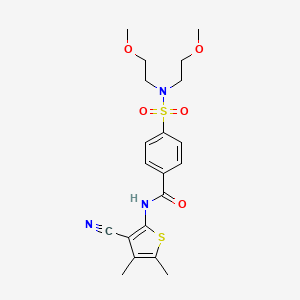molecular formula C20H25N3O5S2 B2827146 4-(N,N-bis(2-methoxyethyl)sulfamoyl)-N-(3-cyano-4,5-dimethylthiophen-2-yl)benzamide CAS No. 896305-33-2