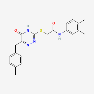 molecular formula C21H22N4O2S B2827151 N-(3,4-dimethylphenyl)-2-{[6-(4-methylbenzyl)-5-oxo-4,5-dihydro-1,2,4-triazin-3-yl]sulfanyl}acetamide CAS No. 898606-02-5