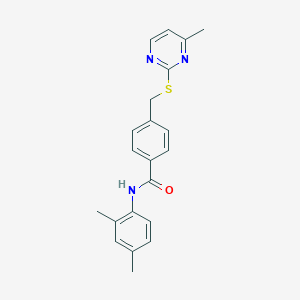 molecular formula C21H21N3OS B282716 N-(2,4-dimethylphenyl)-4-{[(4-methylpyrimidin-2-yl)sulfanyl]methyl}benzamide 