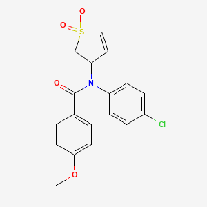 molecular formula C18H16ClNO4S B2827165 N-(4-chlorophenyl)-N-(1,1-dioxido-2,3-dihydrothien-3-yl)-4-methoxybenzamide CAS No. 863007-33-4