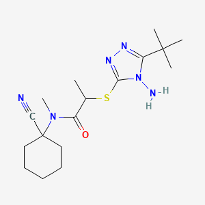 molecular formula C17H28N6OS B2827193 2-[(4-amino-5-tert-butyl-4H-1,2,4-triazol-3-yl)sulfanyl]-N-(1-cyanocyclohexyl)-N-methylpropanamide CAS No. 1111572-22-5