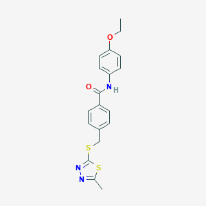 molecular formula C19H19N3O2S2 B282720 N-(4-ethoxyphenyl)-4-{[(5-methyl-1,3,4-thiadiazol-2-yl)sulfanyl]methyl}benzamide 