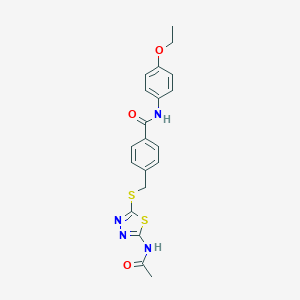 molecular formula C20H20N4O3S2 B282721 4-({[5-(acetylamino)-1,3,4-thiadiazol-2-yl]sulfanyl}methyl)-N-(4-ethoxyphenyl)benzamide 