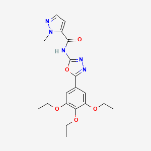 molecular formula C19H23N5O5 B2827216 1-methyl-N-(5-(3,4,5-triethoxyphenyl)-1,3,4-oxadiazol-2-yl)-1H-pyrazole-5-carboxamide CAS No. 1172228-79-3