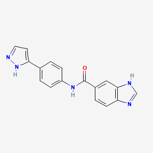 molecular formula C17H13N5O B2827217 N-[4-(1H-pyrazol-3-yl)phenyl]-1H-1,3-benzodiazole-5-carboxamide CAS No. 1206990-04-6