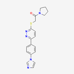 molecular formula C19H19N5OS B2827218 2-[6-(4-Imidazol-1-ylphenyl)pyridazin-3-yl]sulfanyl-1-pyrrolidin-1-ylethanone CAS No. 905669-47-8