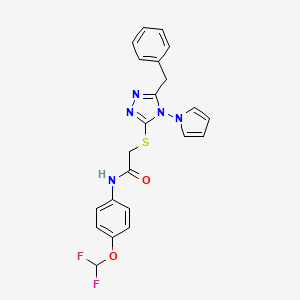 molecular formula C22H19F2N5O2S B2827220 2-{[5-benzyl-4-(1H-pyrrol-1-yl)-4H-1,2,4-triazol-3-yl]sulfanyl}-N-[4-(difluoromethoxy)phenyl]acetamide CAS No. 896304-71-5