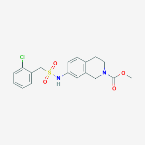 molecular formula C18H19ClN2O4S B2827225 methyl 7-((2-chlorophenyl)methylsulfonamido)-3,4-dihydroisoquinoline-2(1H)-carboxylate CAS No. 1448128-66-2
