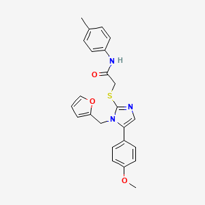 molecular formula C24H23N3O3S B2827229 2-((1-(furan-2-ylmethyl)-5-(4-methoxyphenyl)-1H-imidazol-2-yl)thio)-N-(p-tolyl)acetamide CAS No. 1207007-52-0