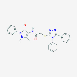 molecular formula C27H24N6O2S B282723 N-(1,5-dimethyl-3-oxo-2-phenyl-2,3-dihydro-1H-pyrazol-4-yl)-2-[(4,5-diphenyl-4H-1,2,4-triazol-3-yl)sulfanyl]acetamide 