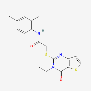 molecular formula C18H19N3O2S2 B2827234 N-(2,4-dimethylphenyl)-2-[(3-ethyl-4-oxo-3,4-dihydrothieno[3,2-d]pyrimidin-2-yl)sulfanyl]acetamide CAS No. 1252825-53-8