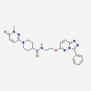 molecular formula C24H26N8O3 B2827235 1-(1-methyl-6-oxo-1,6-dihydropyridazin-3-yl)-N-(2-((3-phenyl-[1,2,4]triazolo[4,3-b]pyridazin-6-yl)oxy)ethyl)piperidine-4-carboxamide CAS No. 1421489-71-5