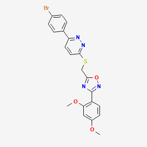 molecular formula C21H17BrN4O3S B2827236 3-(4-Bromophenyl)-6-({[3-(2,4-dimethoxyphenyl)-1,2,4-oxadiazol-5-yl]methyl}sulfanyl)pyridazine CAS No. 1111420-38-2