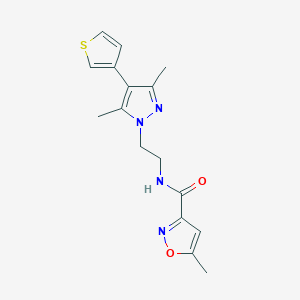 molecular formula C16H18N4O2S B2827240 N-(2-(3,5-dimethyl-4-(thiophen-3-yl)-1H-pyrazol-1-yl)ethyl)-5-methylisoxazole-3-carboxamide CAS No. 2034375-65-8
