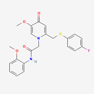 molecular formula C22H21FN2O4S B2827249 2-(2-(((4-fluorophenyl)thio)methyl)-5-methoxy-4-oxopyridin-1(4H)-yl)-N-(2-methoxyphenyl)acetamide CAS No. 920202-05-7