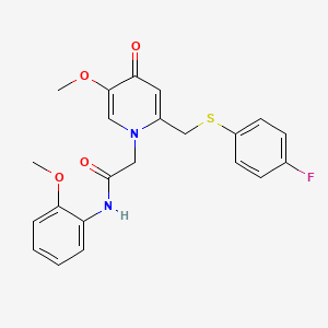 molecular formula C22H21FN2O4S B2827249 2-(2-(((4-氟苯基)硫)甲基)-5-甲氧基-4-氧代吡啶-1(4H)-基)-N-(2-甲氧基苯基)乙酰胺 CAS No. 920202-05-7