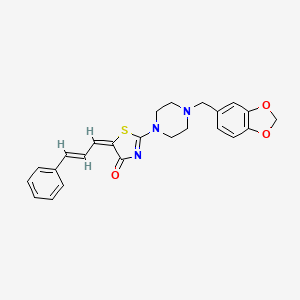 molecular formula C24H23N3O3S B2827257 2-[4-(1,3-苯并二氧杂环戊-5-基甲基)哌嗪基]-5-[(E,2E)-3-苯基-2-丙烯基亚甲基]-1,3-噻唑-4(5H)-酮 CAS No. 860651-22-5