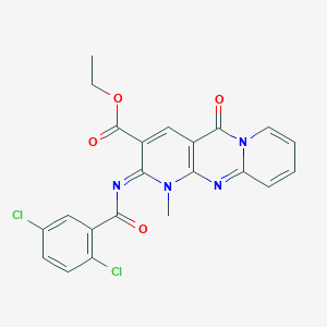molecular formula C22H16Cl2N4O4 B2827261 (Z)-ethyl 2-((2,5-dichlorobenzoyl)imino)-1-methyl-5-oxo-2,5-dihydro-1H-dipyrido[1,2-a:2',3'-d]pyrimidine-3-carboxylate CAS No. 534565-95-2