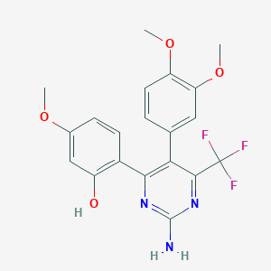 2-(2-Amino-5-(3,4-dimethoxyphenyl)-6-(trifluoromethyl)pyrimidin-4-yl)-5-methoxyphenol