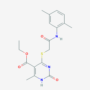 molecular formula C18H21N3O4S B2827276 ethyl 4-[2-(2,5-dimethylanilino)-2-oxoethyl]sulfanyl-6-methyl-2-oxo-1H-pyrimidine-5-carboxylate CAS No. 946332-45-2