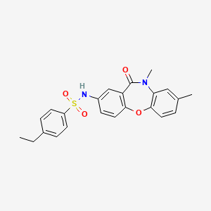 molecular formula C23H22N2O4S B2827289 N-(8,10-二甲基-11-氧代-10,11-二氢二苯并[b,f][1,4]噁唑-2-基)-4-乙基苯基磺酰胺 CAS No. 922036-37-1