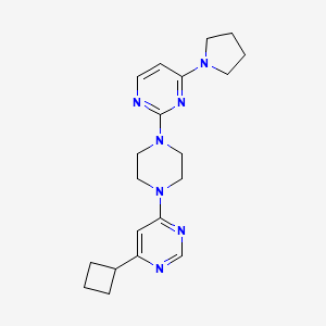 molecular formula C20H27N7 B2827295 2-[4-(6-Cyclobutylpyrimidin-4-yl)piperazin-1-yl]-4-(pyrrolidin-1-yl)pyrimidine CAS No. 2415500-34-2