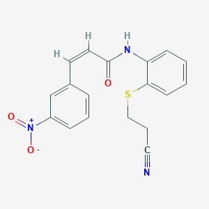 molecular formula C18H15N3O3S B2827296 (Z)-N-(2-((2-cyanoethyl)thio)phenyl)-3-(3-nitrophenyl)acrylamide CAS No. 1321769-15-6
