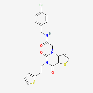 molecular formula C21H18ClN3O3S2 B2827302 N-[(4-chlorophenyl)methyl]-2-{2,4-dioxo-3-[2-(thiophen-2-yl)ethyl]-1H,2H,3H,4H-thieno[3,2-d]pyrimidin-1-yl}acetamide CAS No. 1260910-26-6