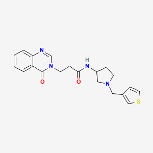 molecular formula C20H22N4O2S B2827318 3-(4-氧代-3,4-二氢喹唑啉-3-基)-N-{1-[(噻吩-3-基)甲基]吡咯烷-3-基}丙酰胺 CAS No. 2097858-26-7