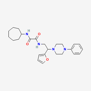 molecular formula C25H34N4O3 B2827319 N1-cycloheptyl-N2-(2-(furan-2-yl)-2-(4-phenylpiperazin-1-yl)ethyl)oxalamide CAS No. 877631-72-6