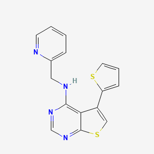molecular formula C16H12N4S2 B2827323 N-(pyridin-2-ylmethyl)-5-thiophen-2-ylthieno[2,3-d]pyrimidin-4-amine CAS No. 697241-63-7