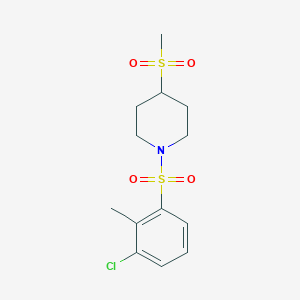 molecular formula C13H18ClNO4S2 B2827329 1-((3-Chloro-2-methylphenyl)sulfonyl)-4-(methylsulfonyl)piperidine CAS No. 1448076-33-2