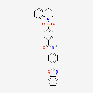 molecular formula C29H23N3O4S B2827332 N-(4-(苯并[d]噁唑-2-基)苯基)-4-((3,4-二氢喹啉-1(2H)-基)磺酰)苯甲酰胺 CAS No. 361173-29-7