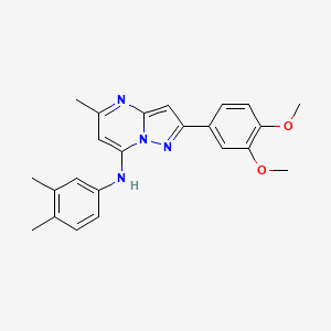 molecular formula C23H24N4O2 B2827342 2-(3,4-dimethoxyphenyl)-N-(3,4-dimethylphenyl)-5-methylpyrazolo[1,5-a]pyrimidin-7-amine CAS No. 933020-27-0
