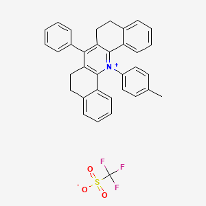 molecular formula C35H28F3NO3S B2827357 Dibenz[c,h]acridinium, 5,6,8,9-tetrahydro-14-(4-methylphenyl)-7-phenyl-, 1,1,1-trifluoromethanesulfonate (1:1) CAS No. 76017-77-1