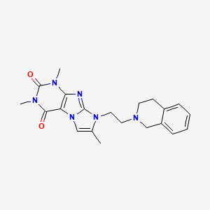 molecular formula C21H24N6O2 B2827364 8-(2-(3,4-dihydroisoquinolin-2(1H)-yl)ethyl)-1,3,7-trimethyl-1H-imidazo[2,1-f]purine-2,4(3H,8H)-dione CAS No. 923439-70-7