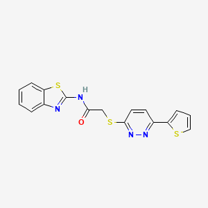 B2827365 N-(benzo[d]thiazol-2-yl)-2-((6-(thiophen-2-yl)pyridazin-3-yl)thio)acetamide CAS No. 893989-97-4