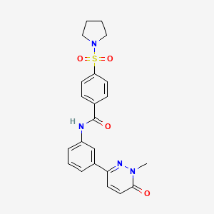 molecular formula C22H22N4O4S B2827381 N-(3-(1-methyl-6-oxo-1,6-dihydropyridazin-3-yl)phenyl)-4-(pyrrolidin-1-ylsulfonyl)benzamide CAS No. 899977-86-7