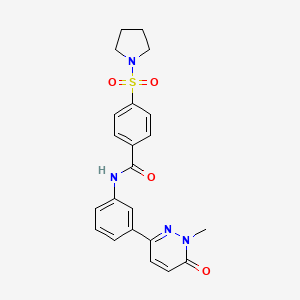 molecular formula C22H22N4O4S B2827381 N-(3-(1-甲基-6-氧代-1,6-二氢嘧啶-3-基)苯基)-4-(吡咯啉-1-基磺酰)苯甲酰胺 CAS No. 899977-86-7